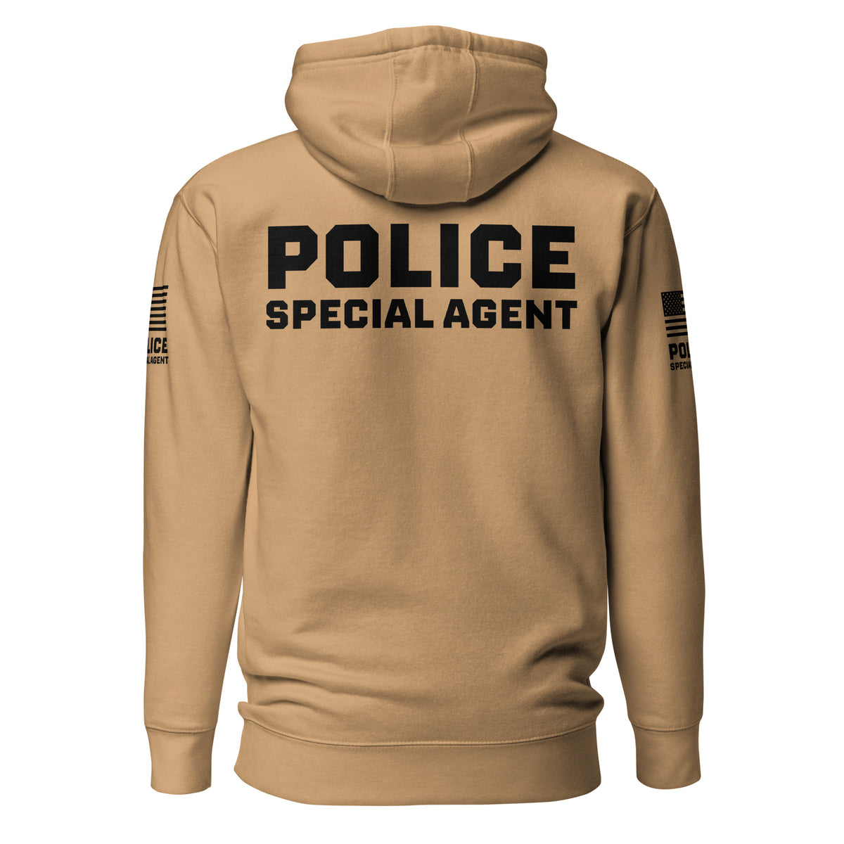 Special Agent — Duty Wear Premium Hoodie (Flag & Sleeve Identifier) — Khaki — Back view