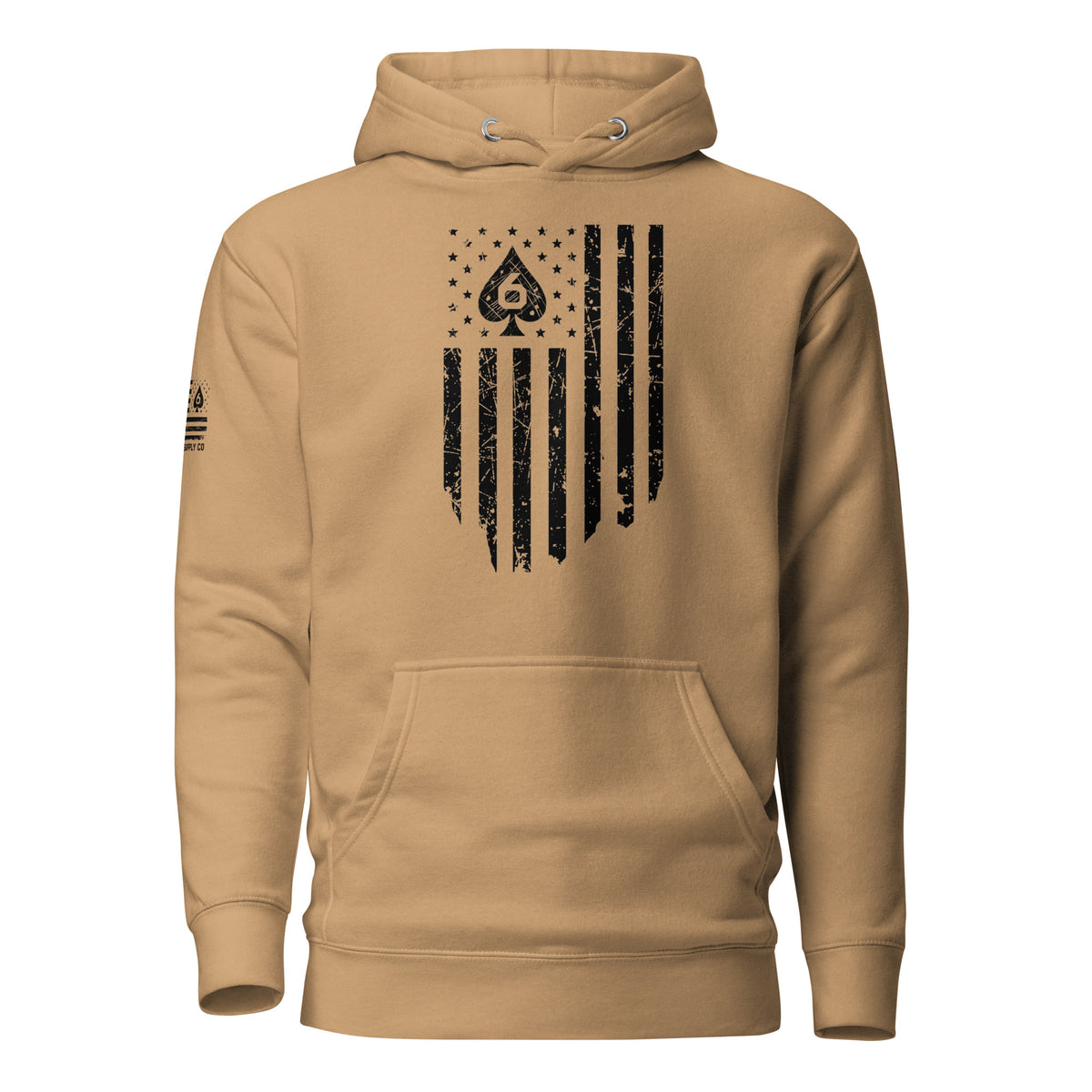 Watch Your Six Flag — Standard Issue Hoodie — Khaki — Front view