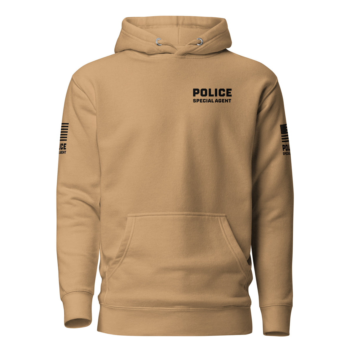 Special Agent — Duty Wear Premium Hoodie (Flag & Sleeve Identifier) — Khaki — Front view