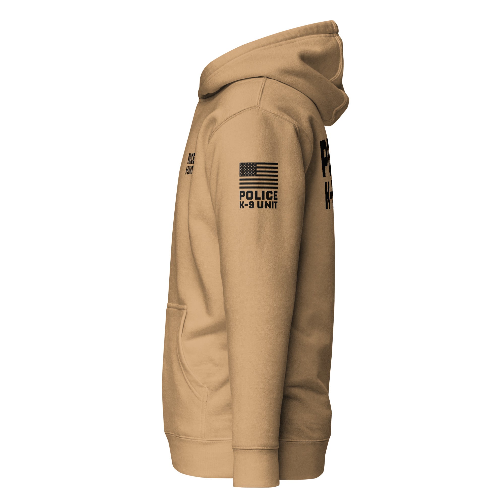 Police K-9 Unit - Premium Duty Wear / RAID Hoodie (Flag & Sleeve Identifiers) in Khaki - left-side view