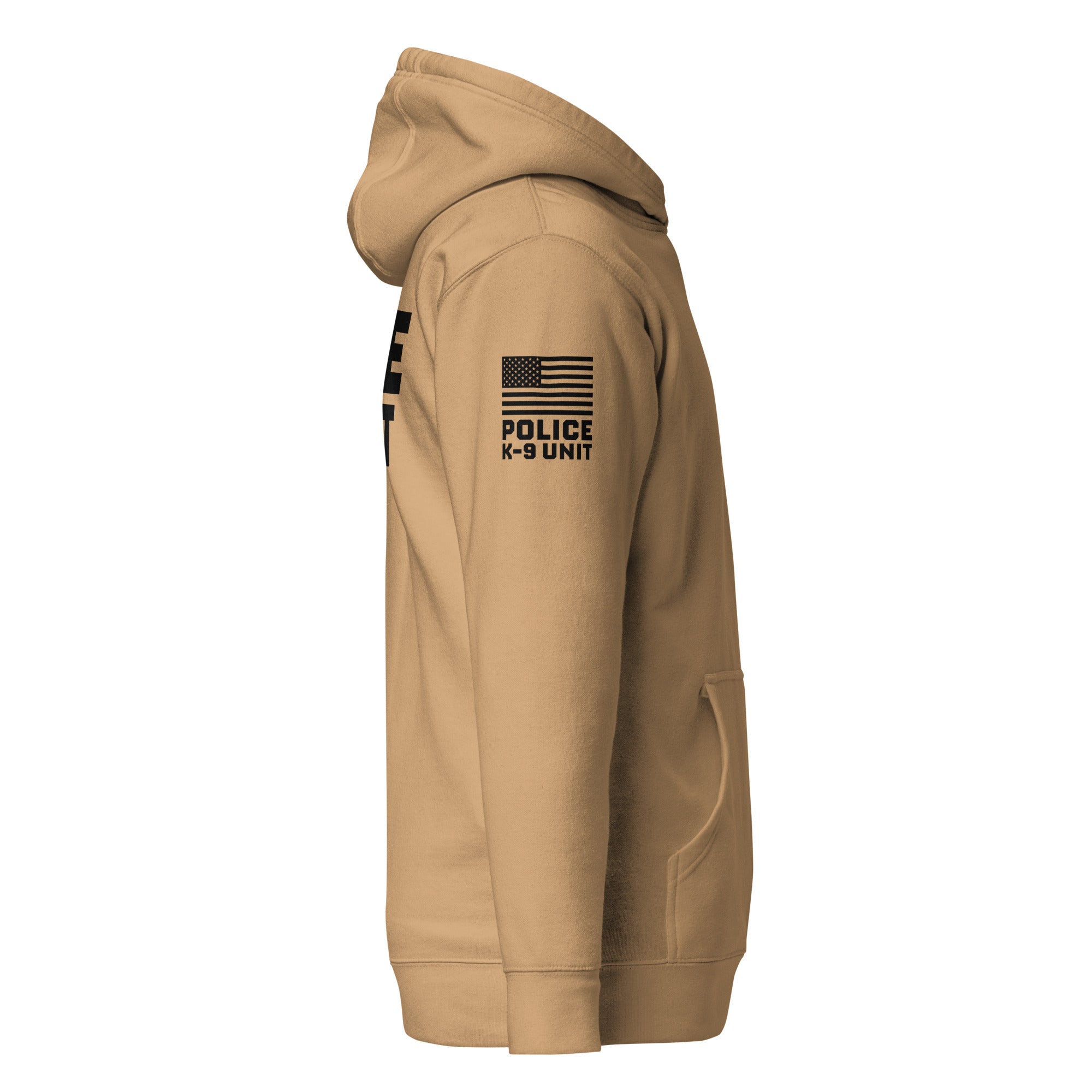 Police K-9 Unit - Premium Duty Wear / RAID Hoodie (Flag & Sleeve Identifiers) in Khaki - right-side view
