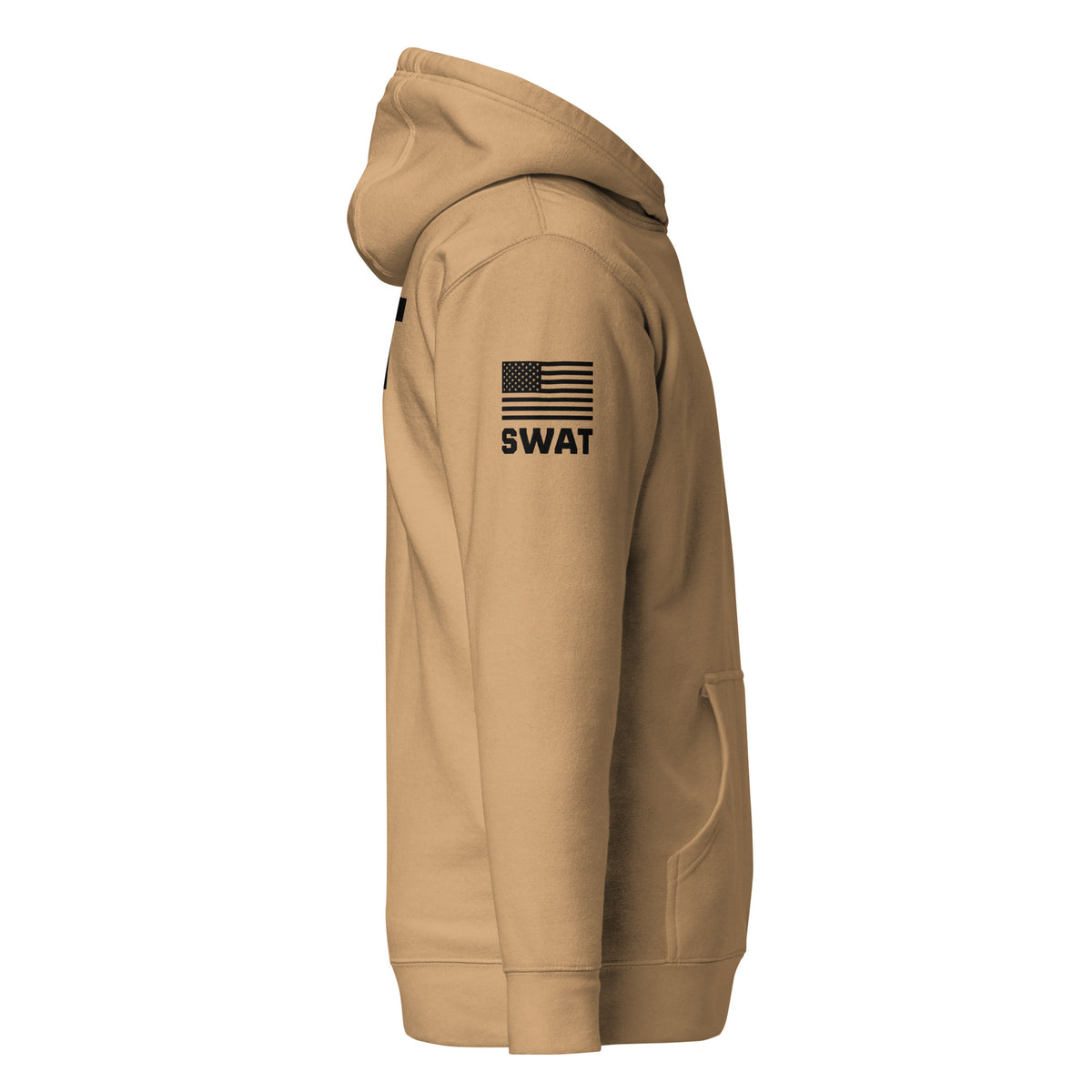 SWAT — Duty Wear Premium Hoodie (Flag & Sleeve Identifier) — Khaki — Right-side view