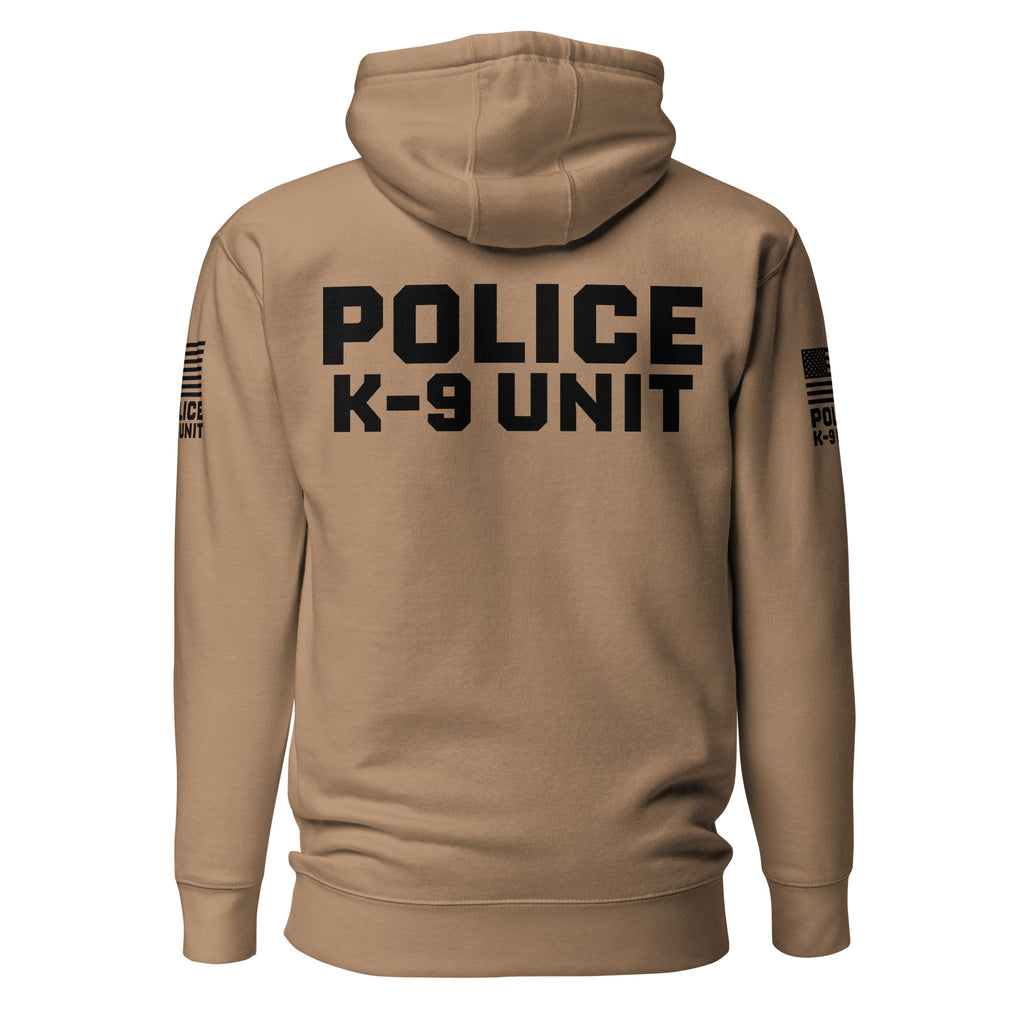 Police K-9 Unit - Premium Duty Wear / RAID Hoodie (Flag & Sleeve Identifiers) in Latte - back view