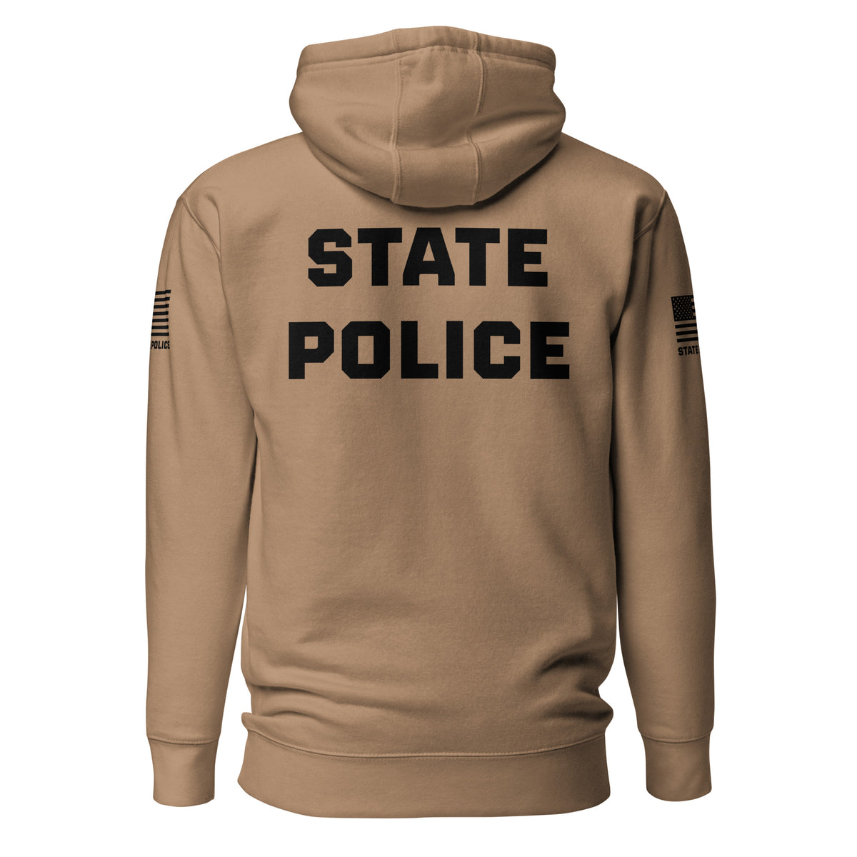 State Police — Duty Wear Premium Hoodie (Flag & Sleeve Identifier) — Latte — Back view