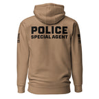 Special Agent — Duty Wear Premium Hoodie (Flag & Sleeve Identifier) — Latte — Back view