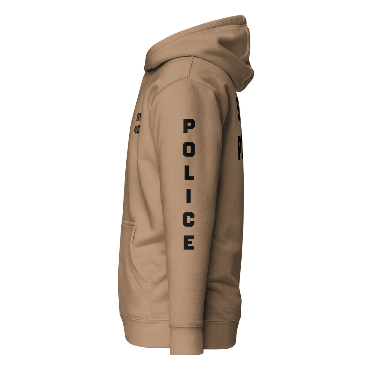 State Police — Duty Wear Premium Hoodie (Full Sleeve Identifier) — Latte — Left-side view