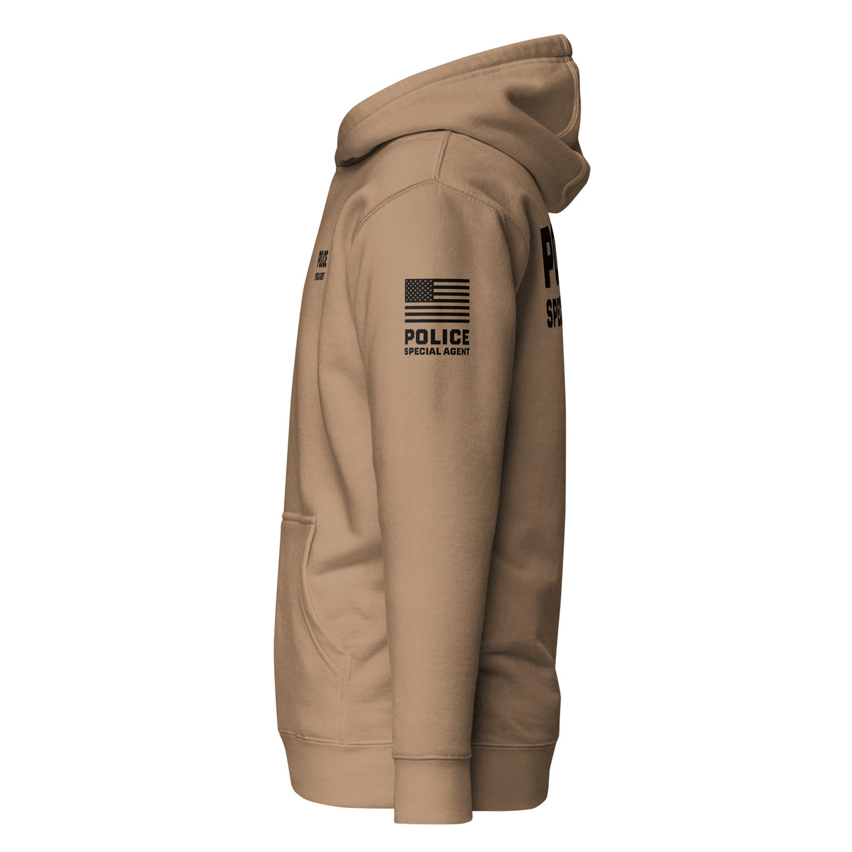 Special Agent — Duty Wear Premium Hoodie (Flag & Sleeve Identifier) — Latte — Left-side view