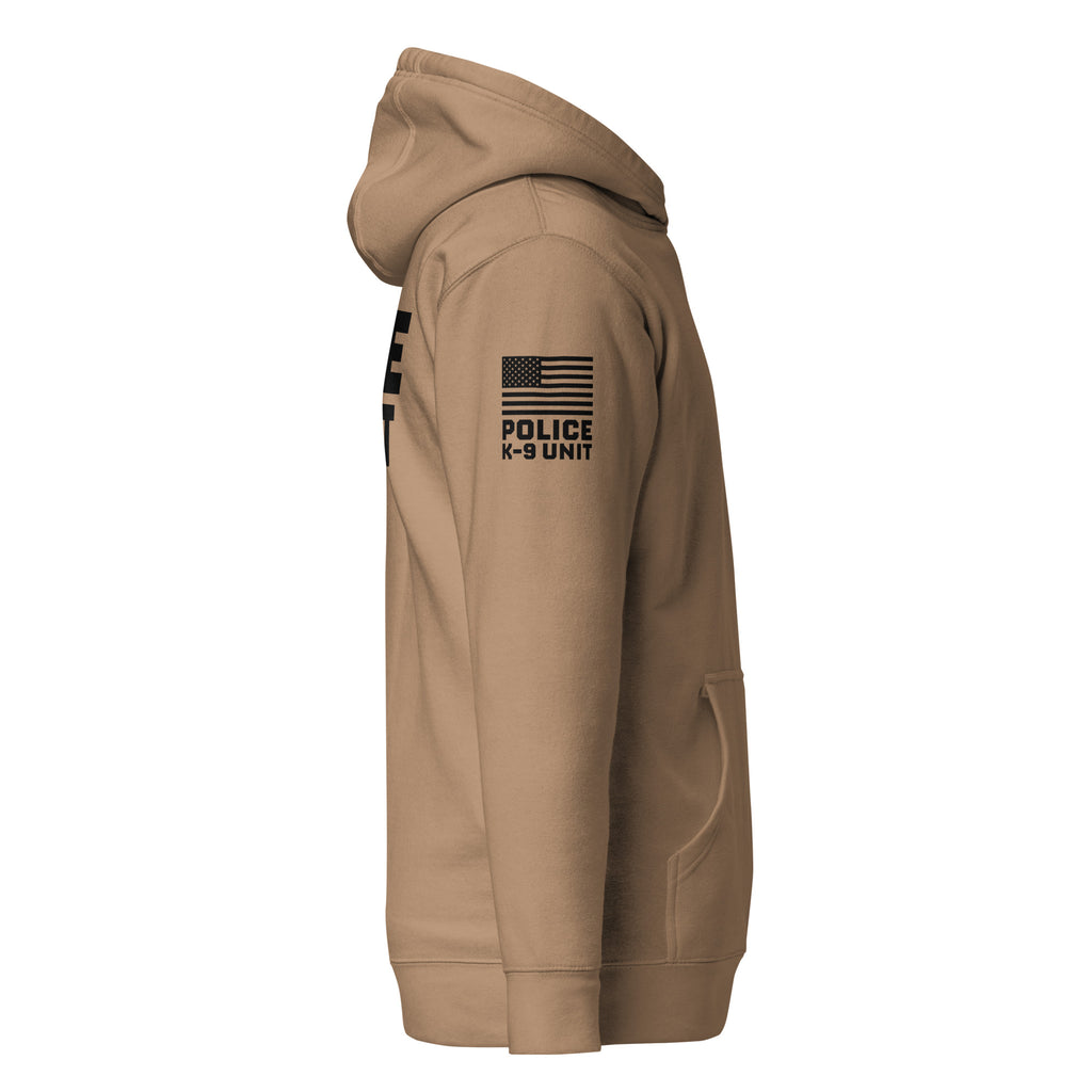 Police K-9 Unit - Premium Duty Wear / RAID Hoodie (Flag & Sleeve Identifiers) in Latte - right-side view