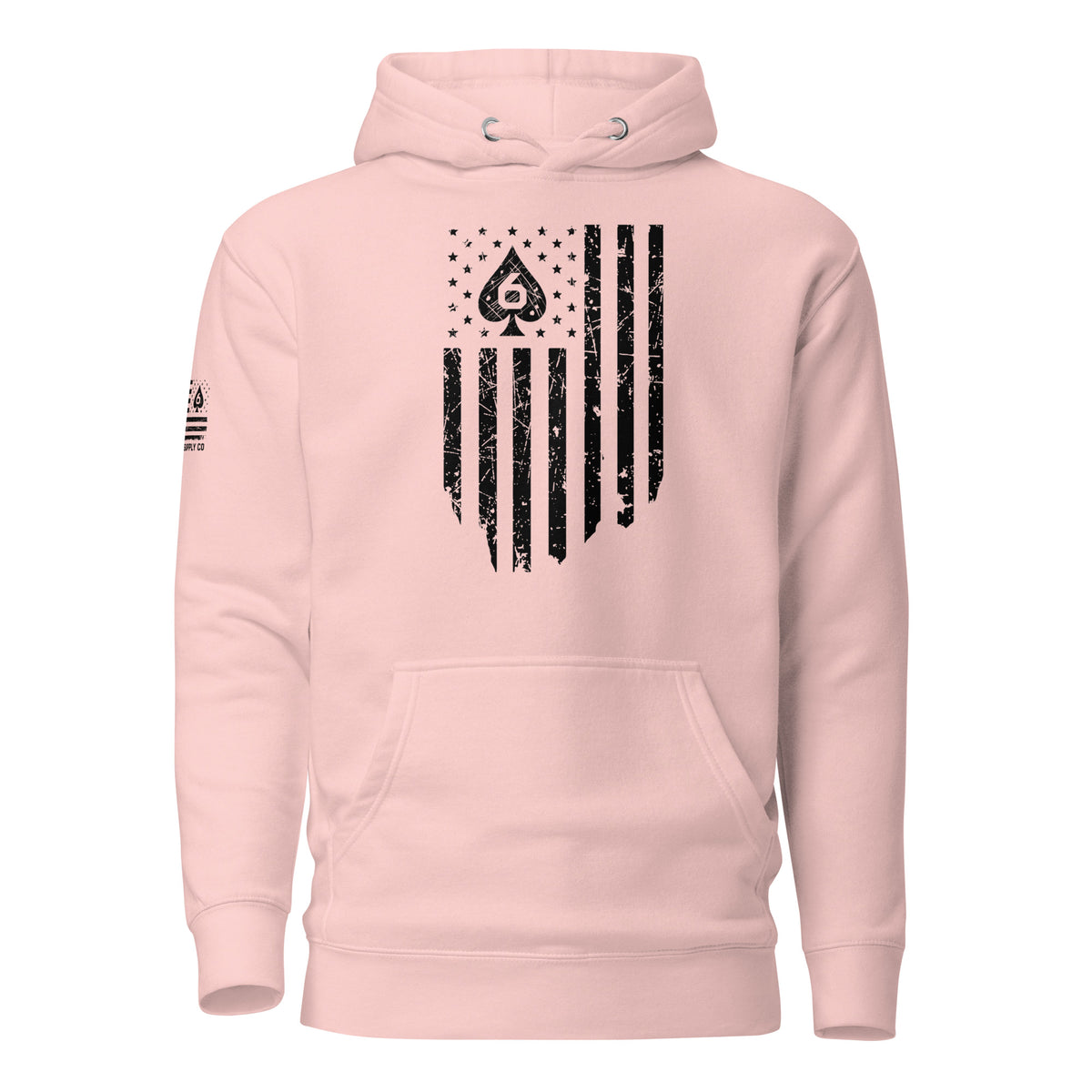 Watch Your Six Flag — Standard Issue Hoodie — Light Pink — Front view