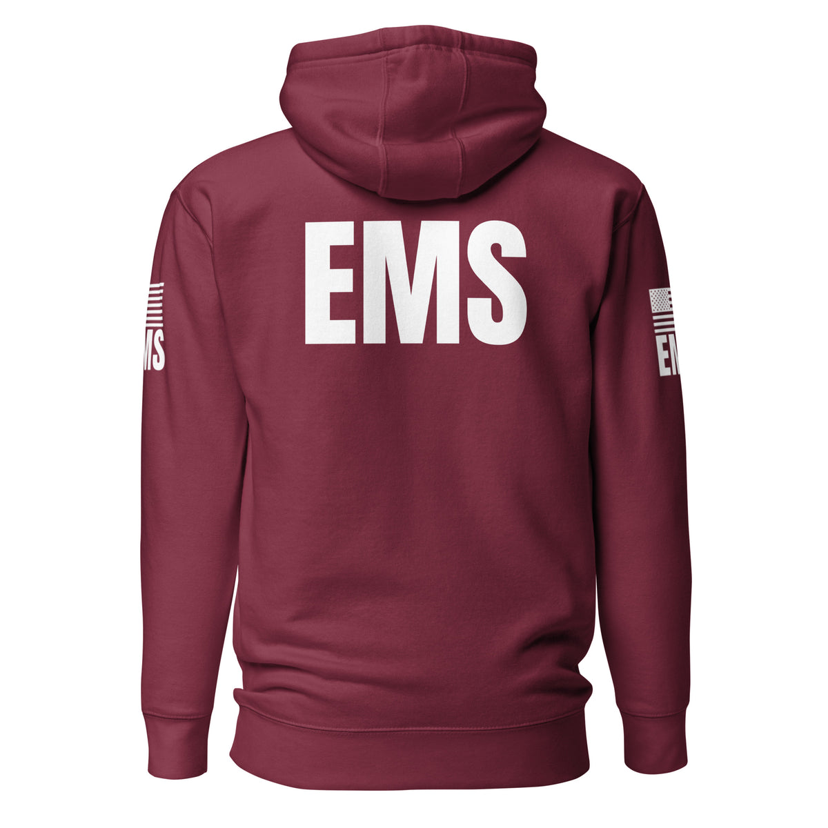 EMS — Duty Wear Premium Hoodie (Flag & Sleeve Identifier) — Maroon — Back view