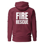 Fire Rescue — Duty Wear Premium Hoodie (Full Sleeve Identifier) — Maroon — Back view