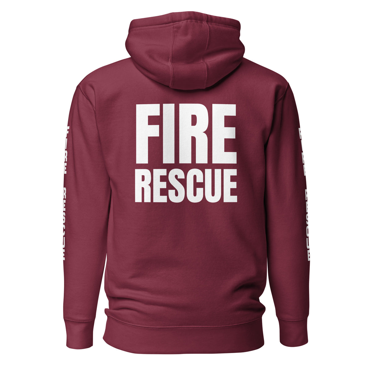 Fire Rescue — Duty Wear Premium Hoodie (Full Sleeve Identifier) — Maroon — Back view