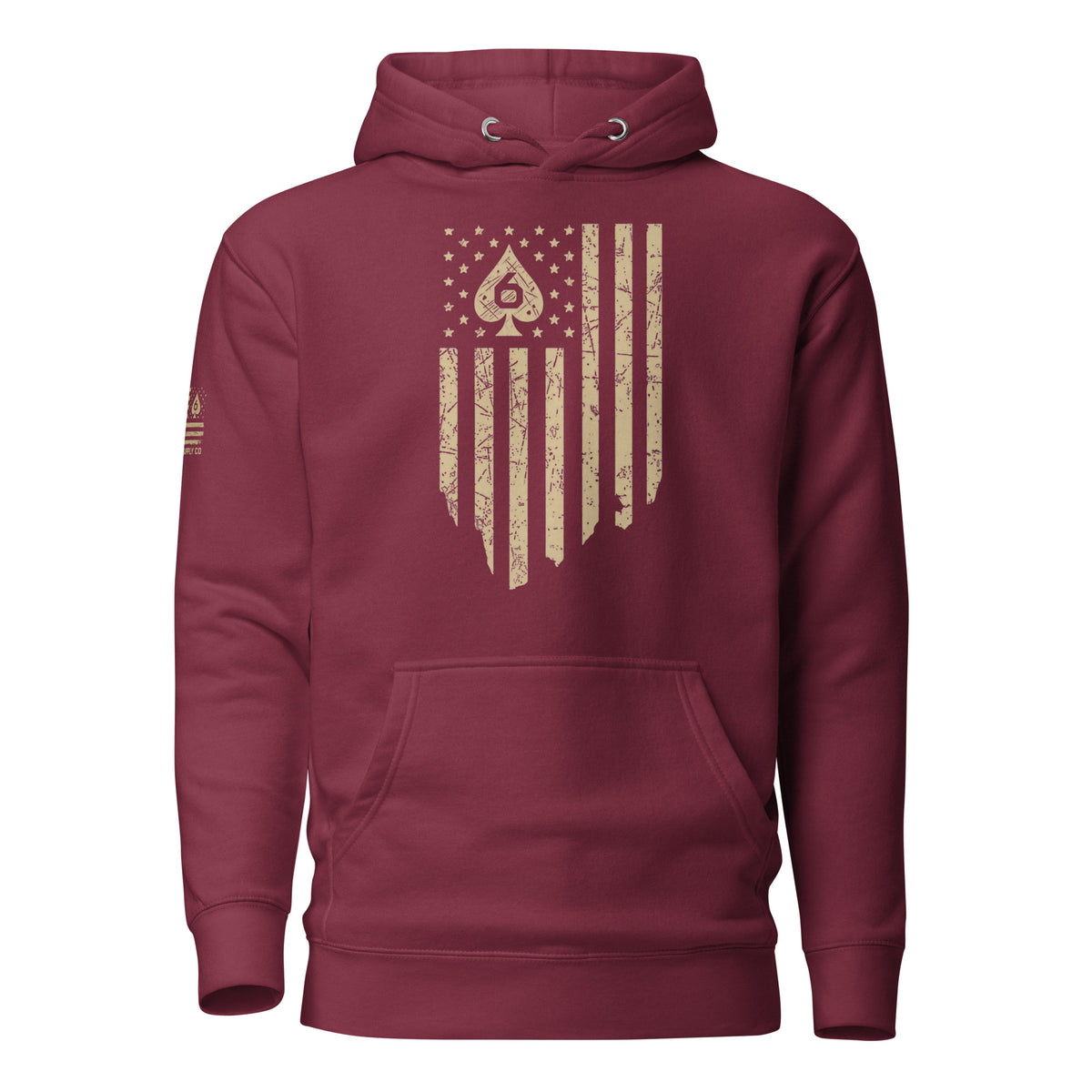 Watch Your Six Flag — Standard Issue Hoodie — Maroon, front view