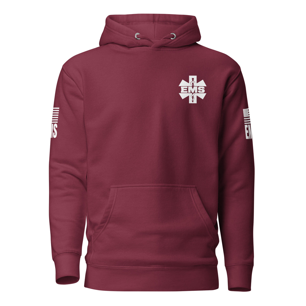 EMS — Duty Wear Premium Hoodie (Flag & Sleeve Identifier) — Maroon — Front view