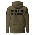 Police K-9 Unit - Premium Duty Wear / RAID Hoodie (Flag & Sleeve Identifiers) in Military Green - back view
