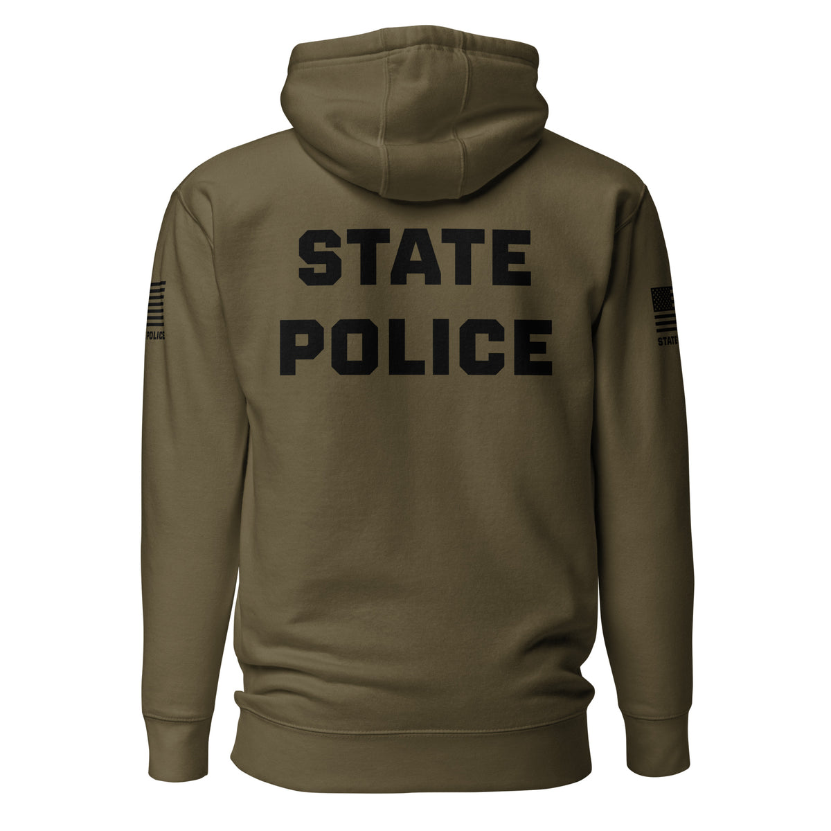State Police — Duty Wear Premium Hoodie (Flag & Sleeve Identifier) — Military Green — Back view