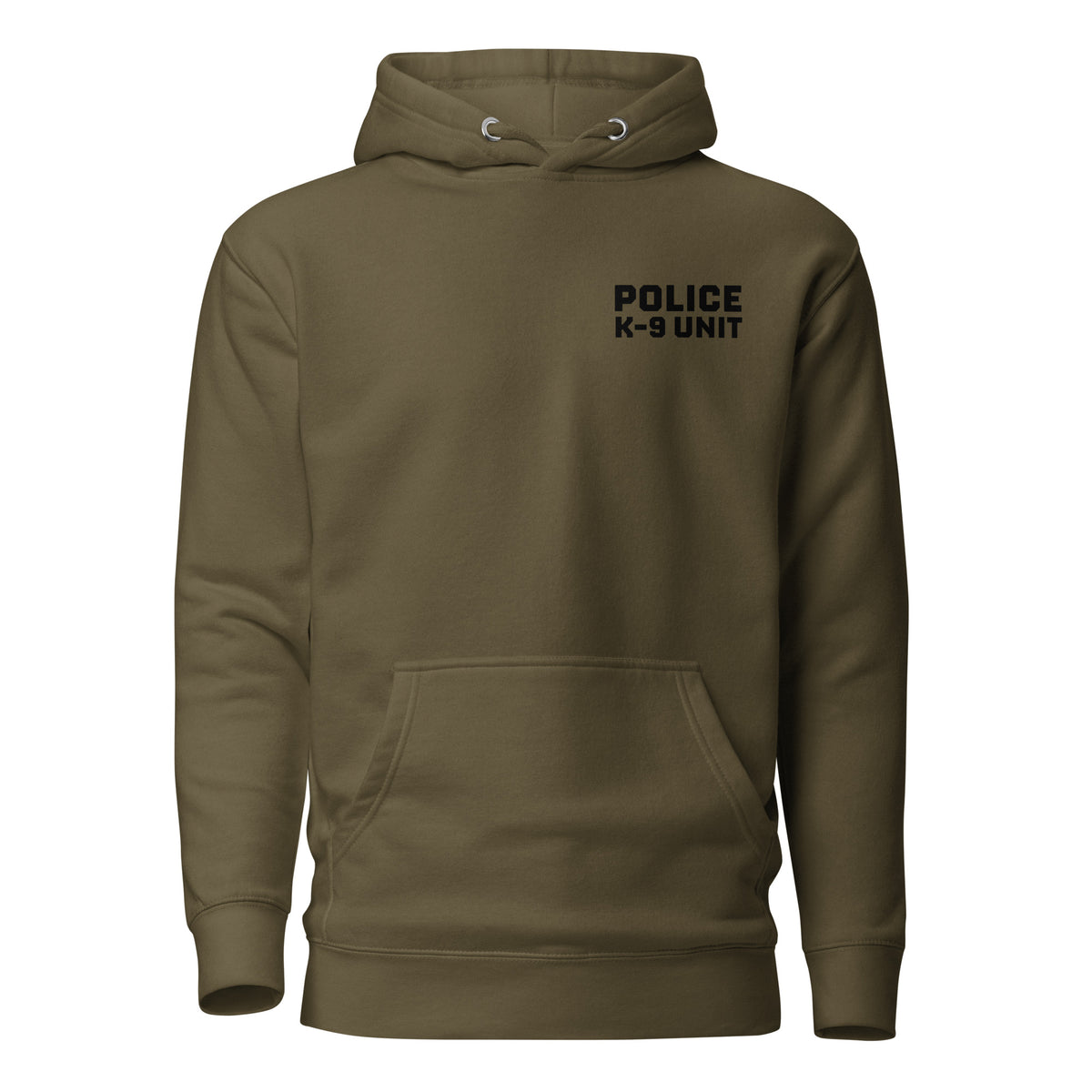 Police K-9 Unit — Duty Wear Premium Hoodie, in Military Green, front view