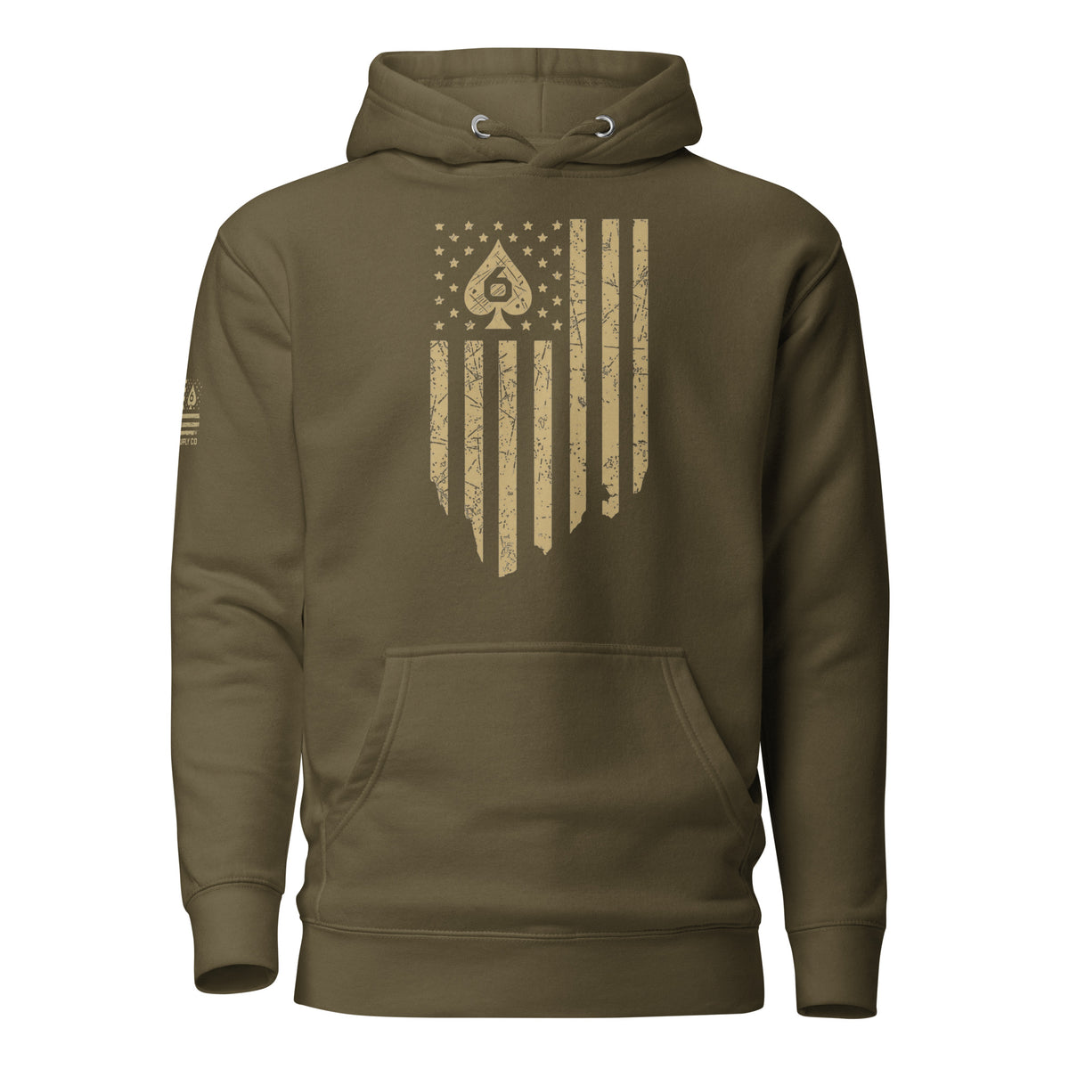 Watch Your Six Flag — Standard Issue Hoodie — Military Green, front view