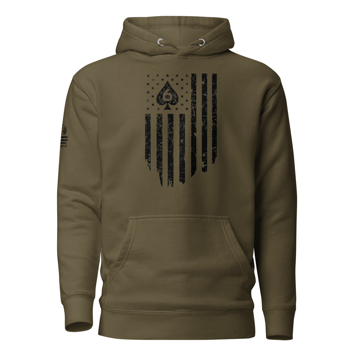 Watch Your Six Flag — Standard Issue Hoodie — Military Green — Front view