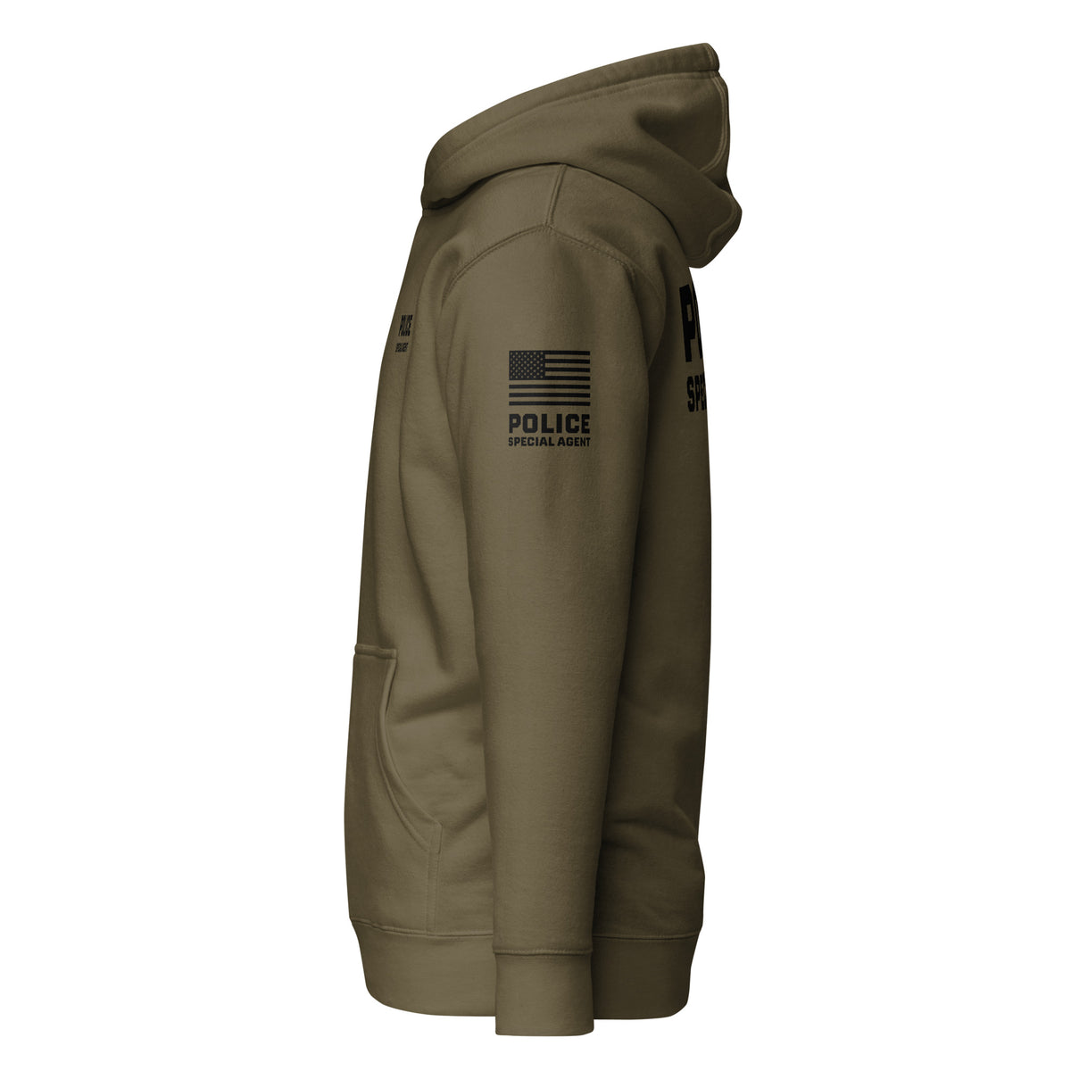 Special Agent — Duty Wear Premium Hoodie (Flag & Sleeve Identifier) — Military Green — Left-side view