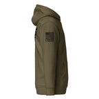 Police K-9 Unit - Premium Duty Wear / RAID Hoodie (Flag & Sleeve Identifiers) in Military Green - right-side view