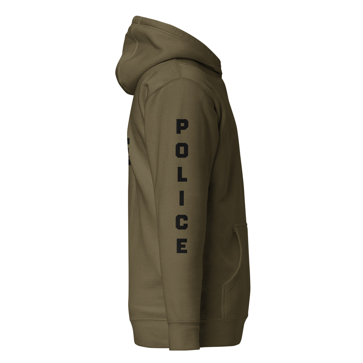 State Police — Duty Wear Premium Hoodie (Full Sleeve Identifier) — Military Green — Right-side view
