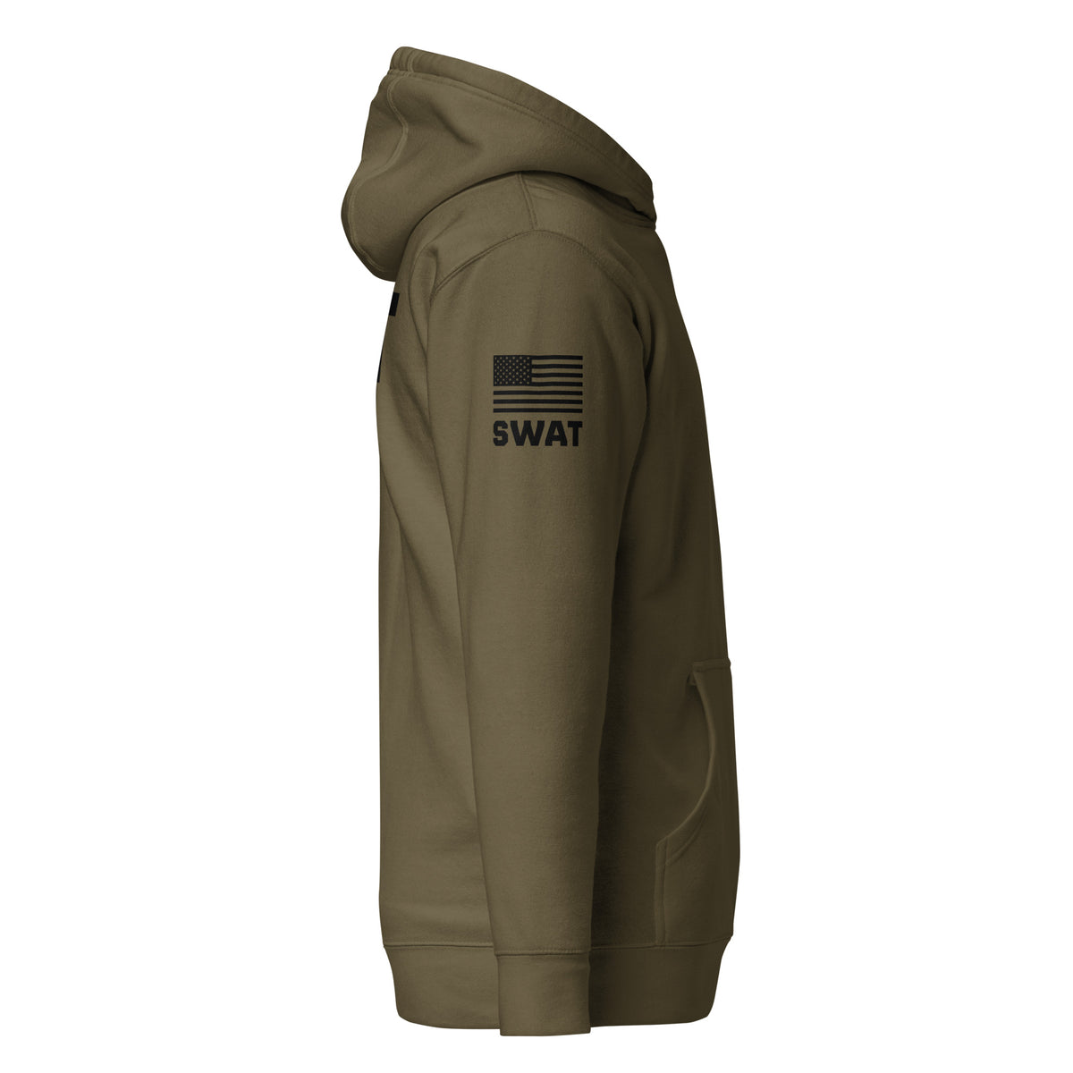 SWAT — Duty Wear Premium Hoodie (Flag & Sleeve Identifier) — Military Green — Right-side view