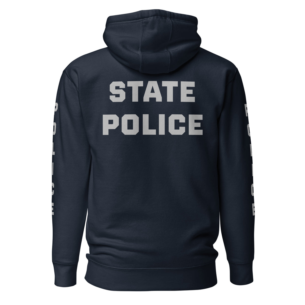 State Police — Duty Wear Premium Hoodie (Full Sleeve Identifier) — Navy Blazer — Back view
