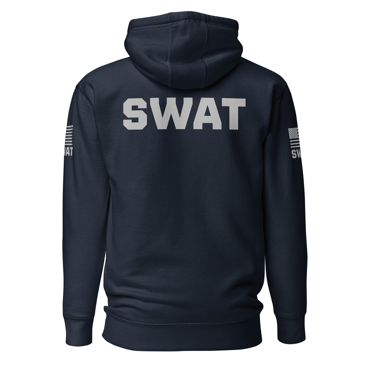 SWAT — Duty Wear Premium Hoodie (Flag & Sleeve Identifier) — Navy Blazer — Back view
