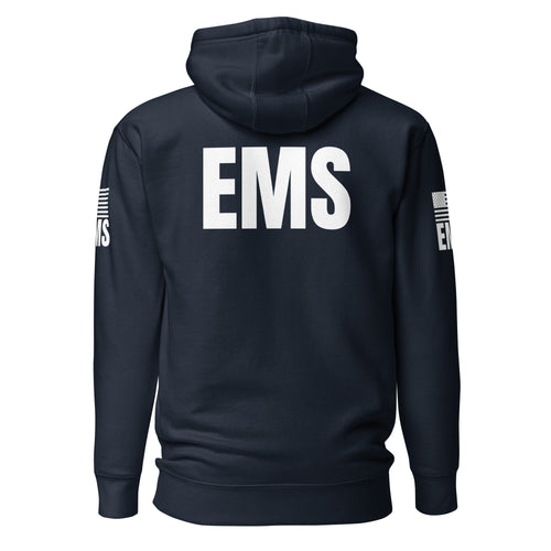 EMS — Duty Wear Premium Hoodie (Flag & Sleeve Identifier) — Navy Blazer — Back view