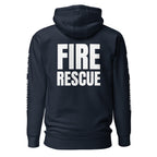 Fire Rescue — Duty Wear Premium Hoodie (Full Sleeve Identifier) — Navy Blazer — Back view