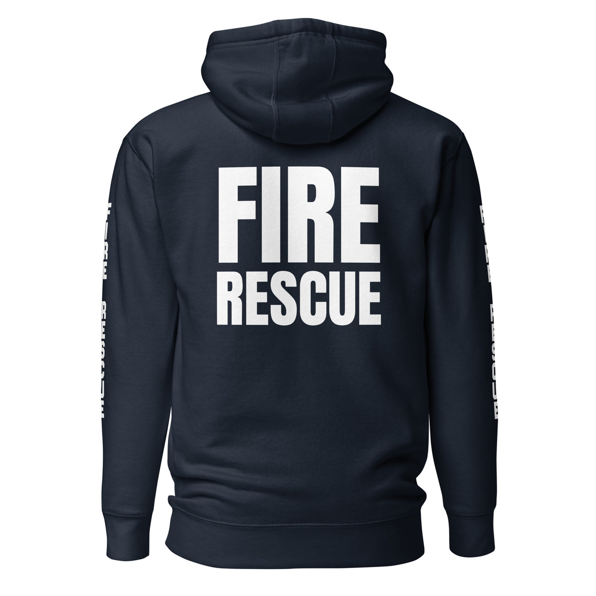 Fire Rescue — Duty Wear Premium Hoodie (Full Sleeve Identifier) — Navy Blazer — Back view
