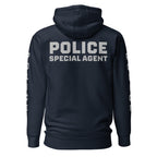 Special Agent — Duty Wear Premium Hoodie (Full Sleeve Identifier) — Navy Blazer — Back view