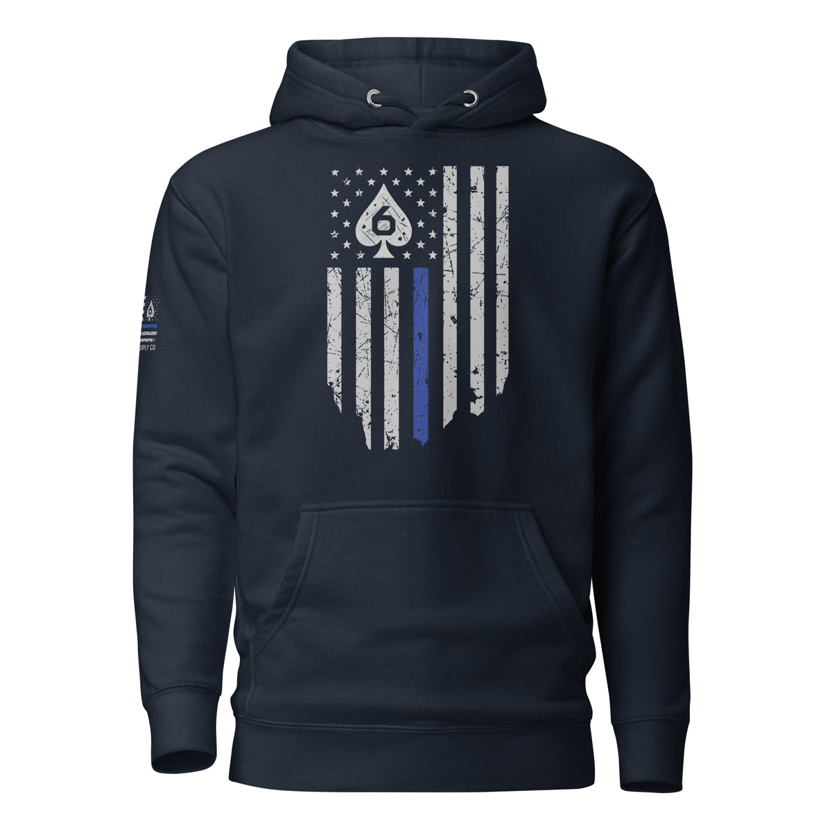 Thin Blue Line — Signature Honor Series Flag Hoodie — Navy Blazer, front view
