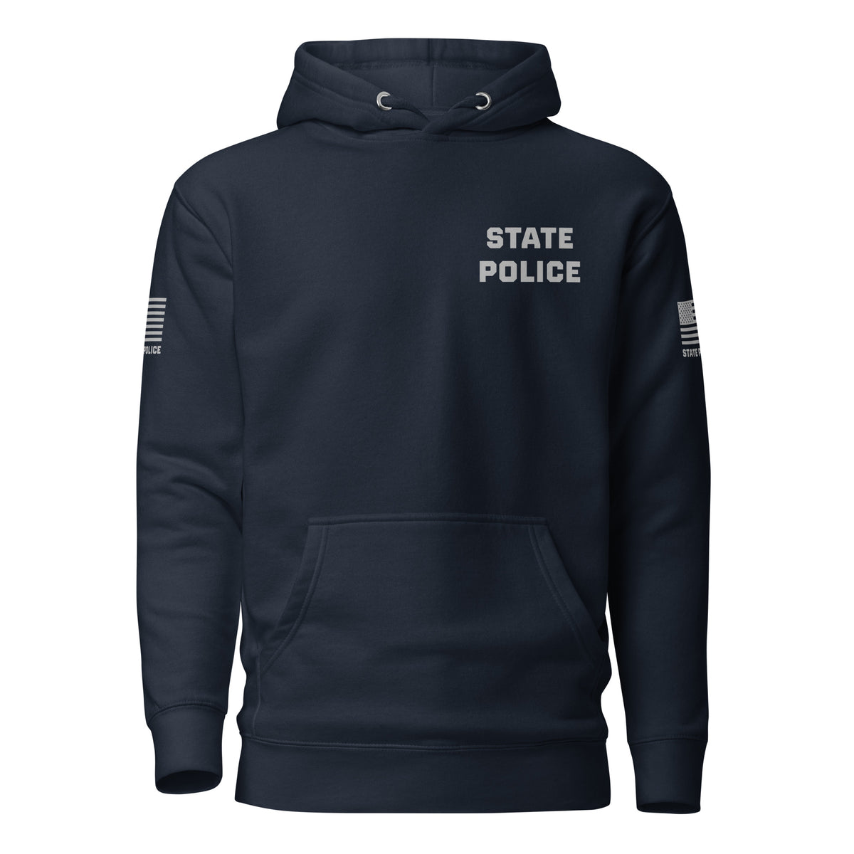 State Police — Duty Wear Premium Hoodie (Flag & Sleeve Identifier) — Navy Blazer — Front view