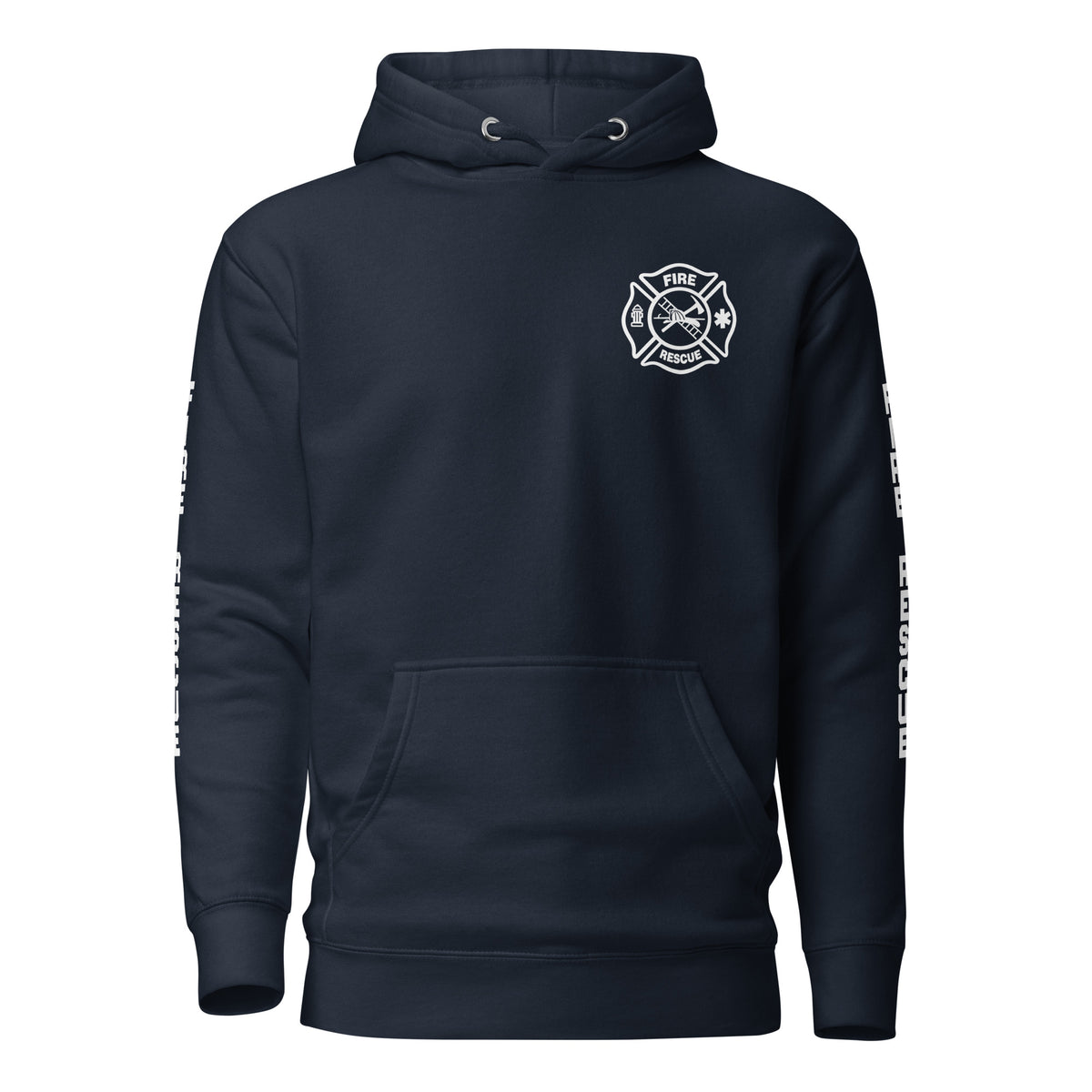 Fire Rescue — Duty Wear Premium Hoodie (Full Sleeve Identifier) — Navy Blazer — Front view