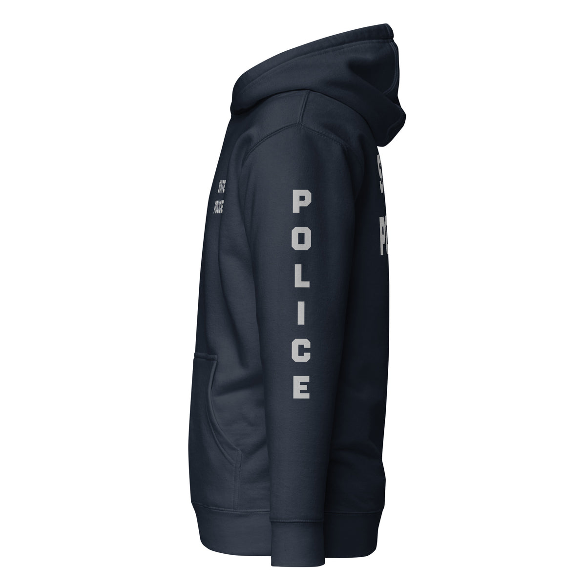 State Police — Duty Wear Premium Hoodie (Full Sleeve Identifier) — Navy Blazer — Left-side view