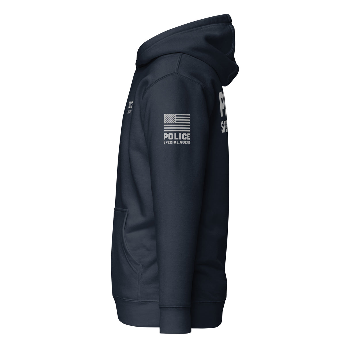 Special Agent — Duty Wear Premium Hoodie (Flag & Sleeve Identifier) — Navy Blazer — Left-side view