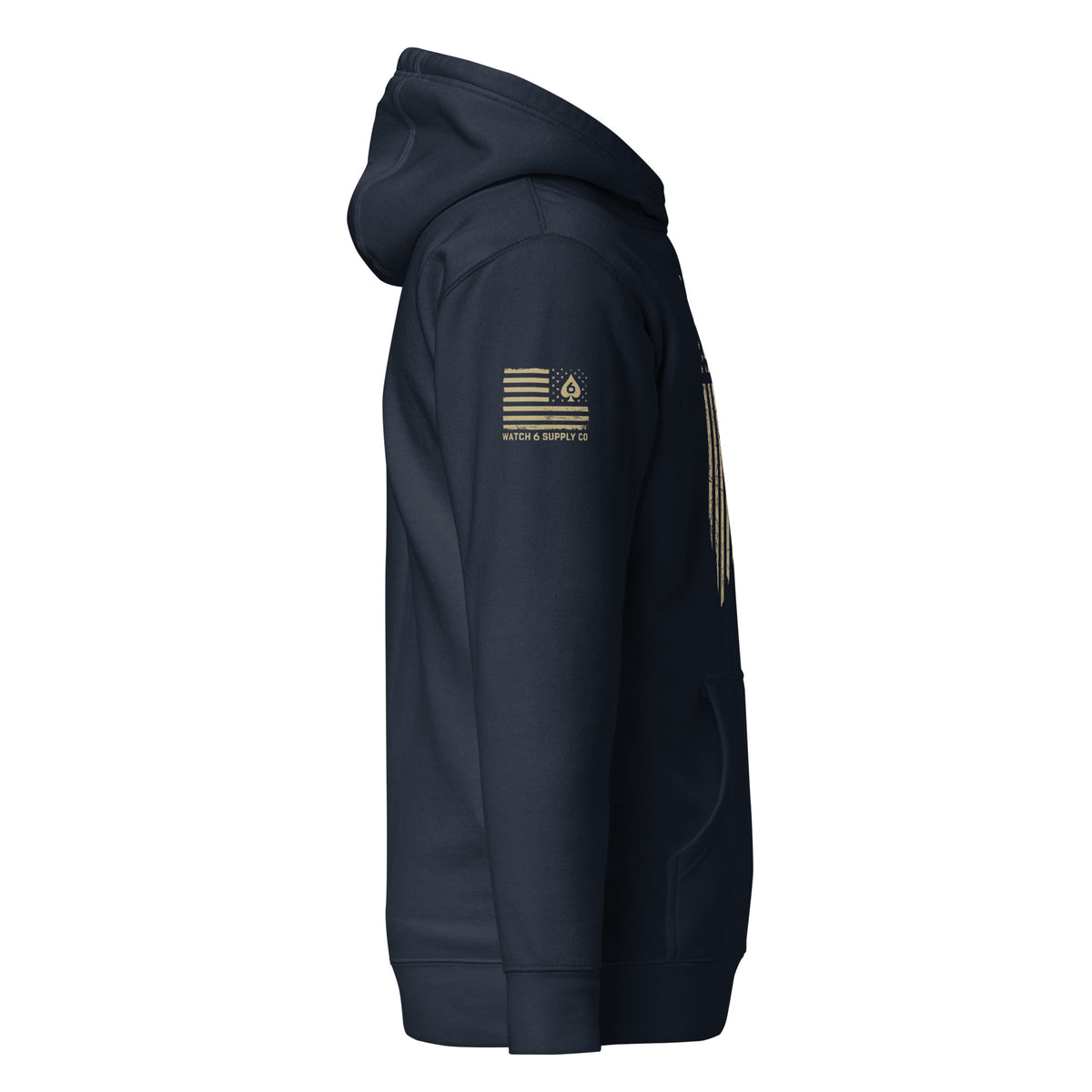 Watch Your Six Flag — Standard Issue Hoodie — Navy Blazer, right-side view