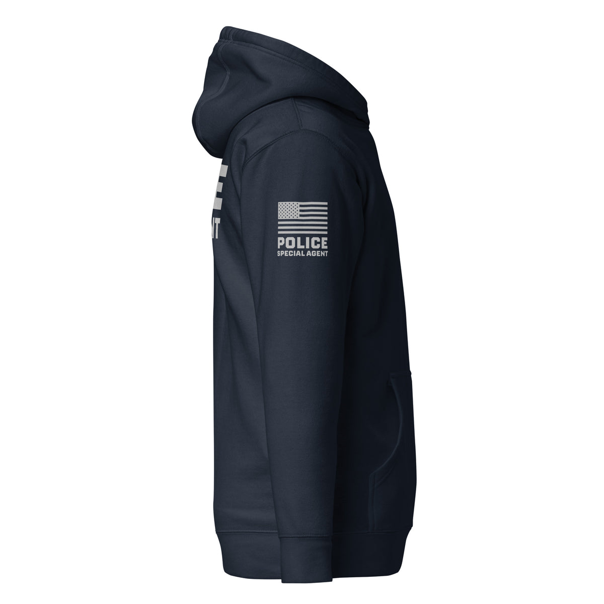 Special Agent — Duty Wear Premium Hoodie (Flag & Sleeve Identifier) — Navy Blazer — Right-side view