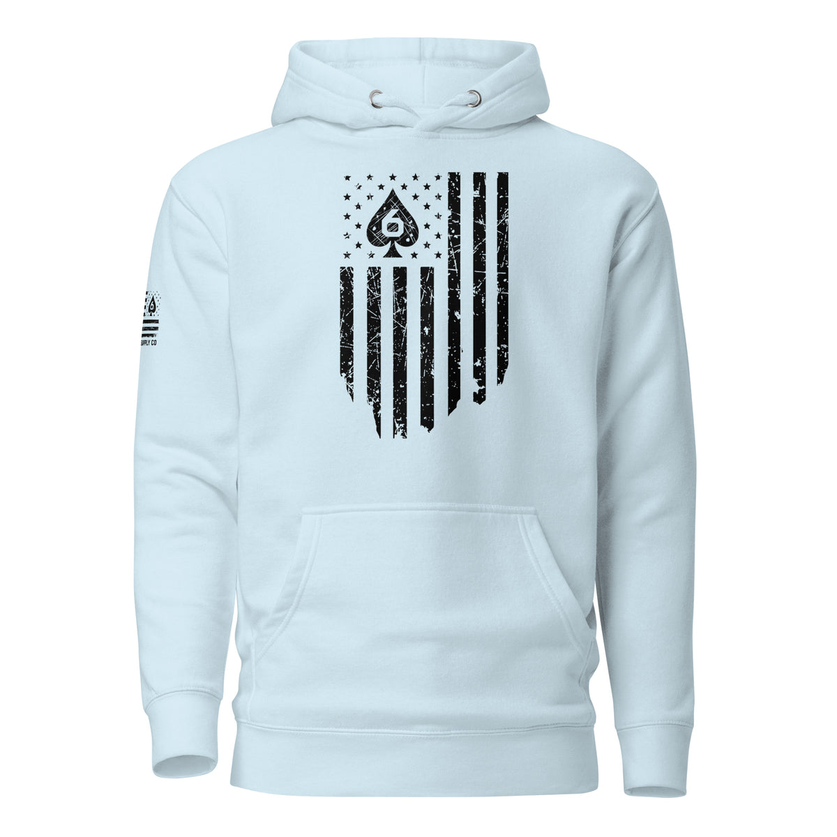 Watch Your Six Flag — Standard Issue Hoodie — Sky Blue — Front view