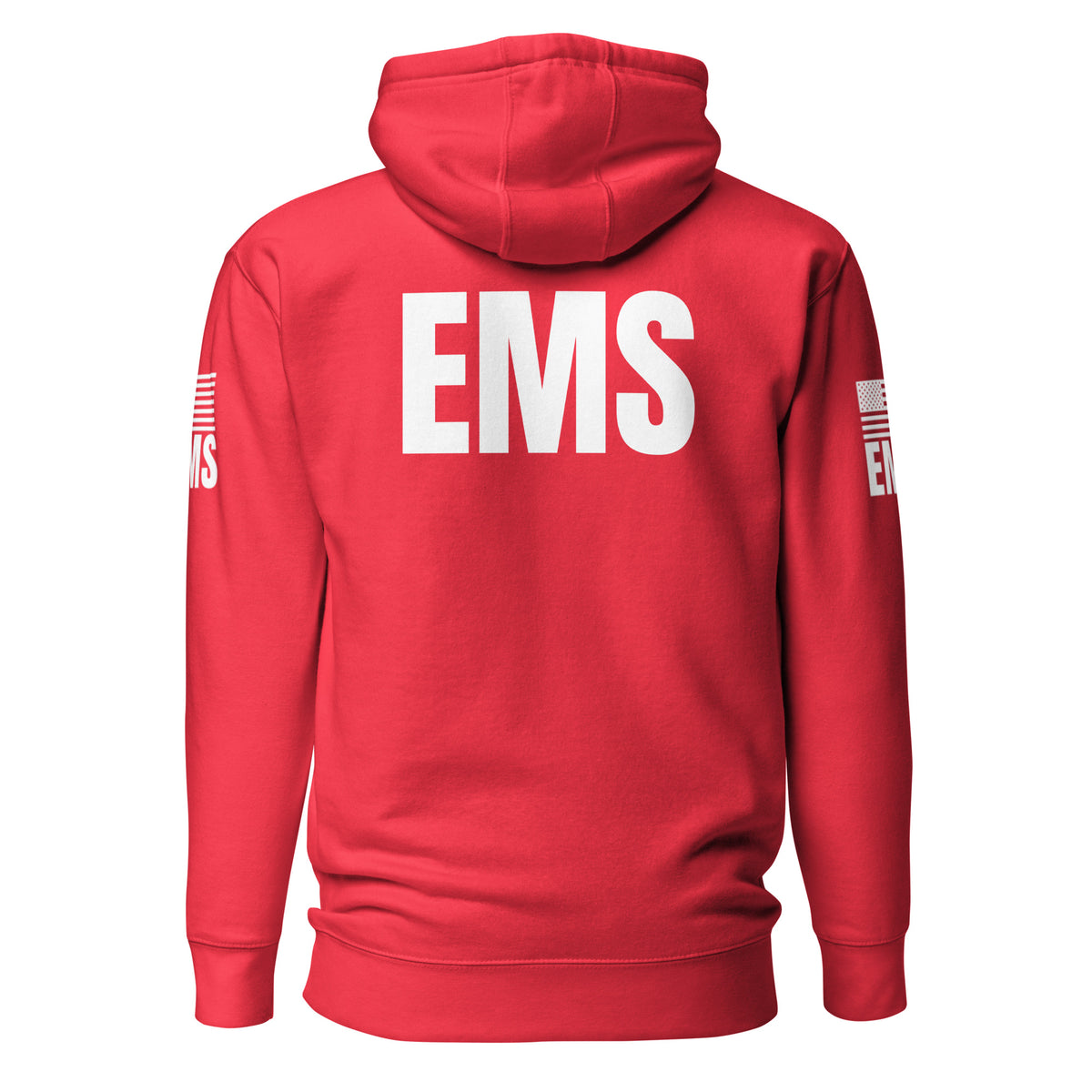 EMS — Duty Wear Premium Hoodie (Flag & Sleeve Identifier) — Team Red — Back view