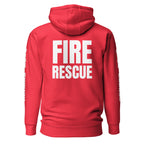 Fire Rescue — Duty Wear Premium Hoodie (Full Sleeve Identifier) — Team Red — Back view