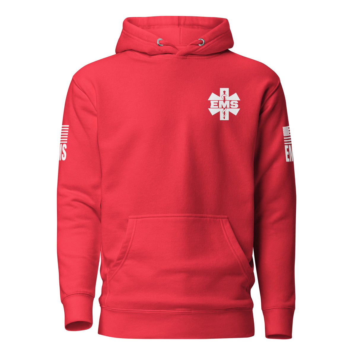 EMS — Duty Wear Premium Hoodie (Flag & Sleeve Identifier) — Team Red — Front view
