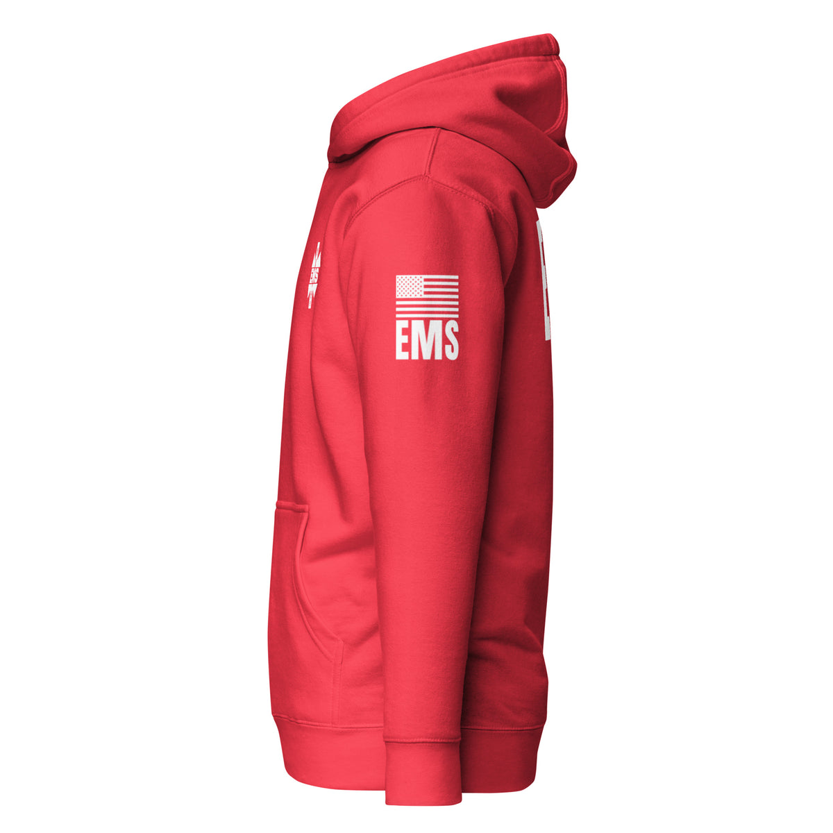 EMS — Duty Wear Premium Hoodie (Flag & Sleeve Identifier) — Team Red — Left-side view