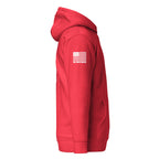 Fire Investigator — Duty Wear Premium Hoodie (Flag & Sleeve Identifier) — Team Red — Right-side view