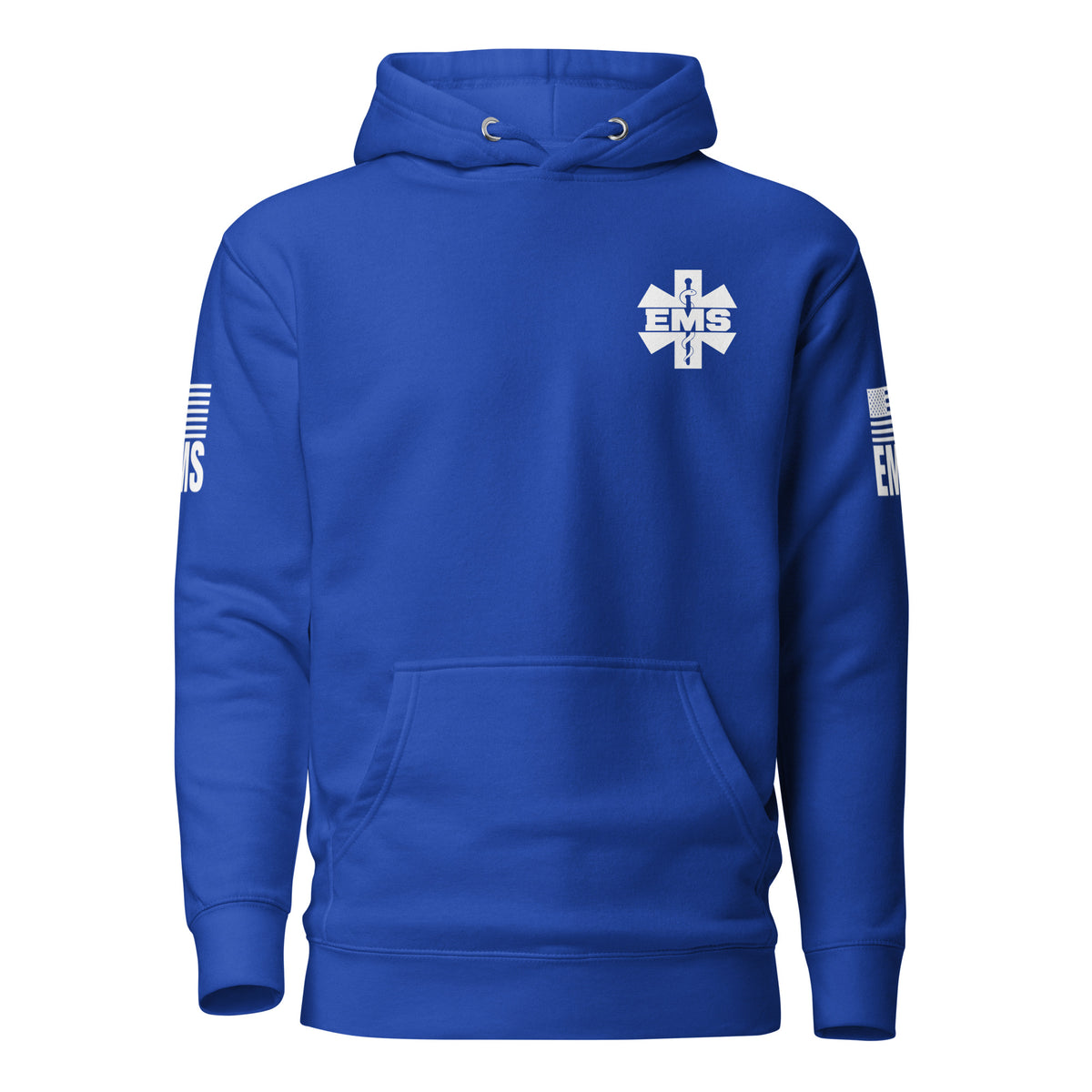 EMS — Duty Wear Premium Hoodie (Flag & Sleeve Identifier) — Team Royal — Front view