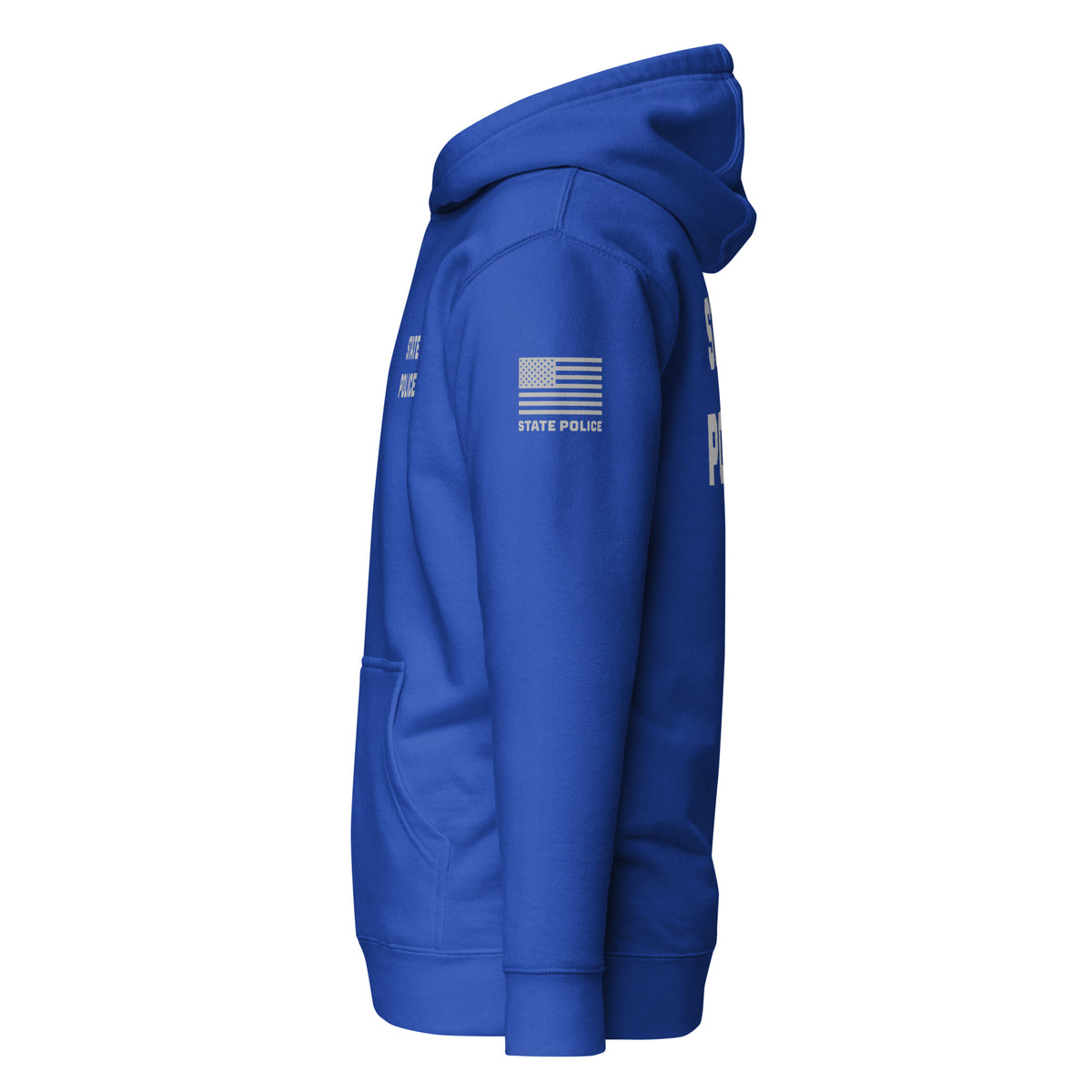 State Police — Duty Wear Premium Hoodie (Flag & Sleeve Identifier) — Team Royal — Left-side view
