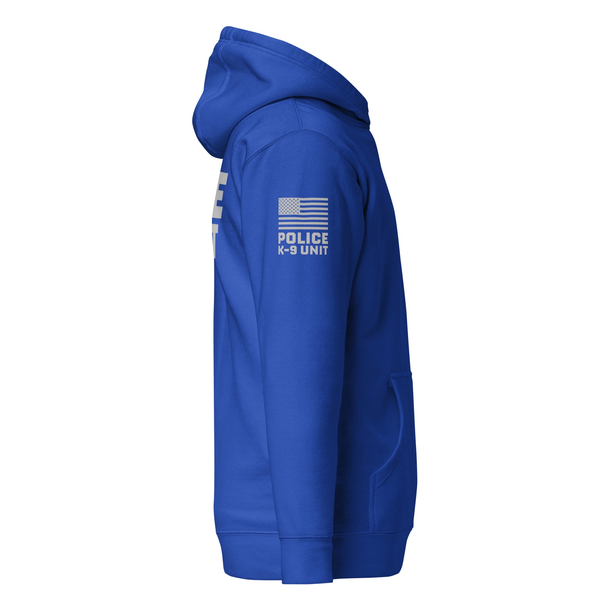 Police K-9 Unit - Premium Duty Wear / RAID Hoodie (Flag & Sleeve Identifiers) in Team Royal - right-side view