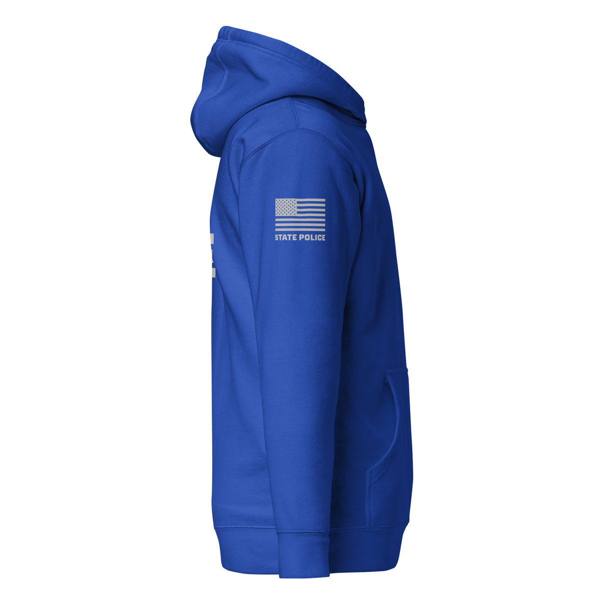 State Police — Duty Wear Premium Hoodie (Flag & Sleeve Identifier) — Team Royal — Right-side view